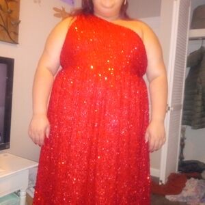 Elegant One Shoulder Red Dress